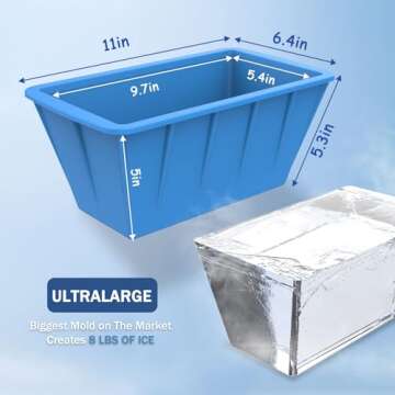 Extra Large Ice Cube Molds 4Pack 32LB Silicone Large Ice Cube Molds for Cold Plunge Tub,Reusable Ice Cube Trays for Freezer,Ice Block Molds for Home Ice Baths,Cold Plunge Accessories,Ice Bath Chiller