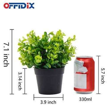 OFFIDIX Artificial Plants Mini Plastic Eucalyptus Potted Plants for Home Office Decoration, Faux Plastic Plant with Black Plastic Pots, Fake Plant for Bathroom Decor