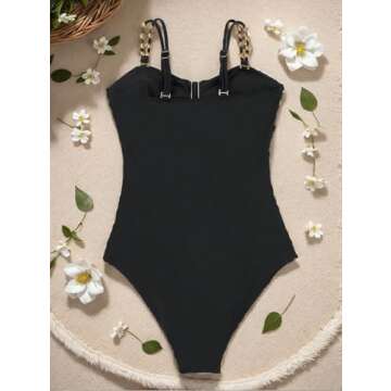 SherryDC Women's Cutout One Piece Swimsuit Bandeau Ruched Color Block High Waisted Bathing Suit with Removable Straps