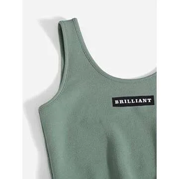 Floerns Women's Solid Drawstring Waist Jogger Set Crop Tank Top Two Piece Outfit