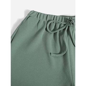 Floerns Women's Solid Drawstring Waist Jogger Set Crop Tank Top Two Piece Outfit