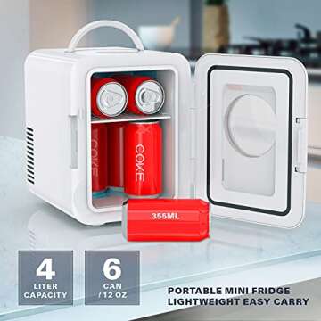 Stealth JRE100 Mini Bedroom, 4 Liter/6 Can Small Refrigerator, AC/DC Cooler & Warmer for Dorm Car Of...