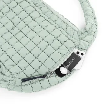 ODODOS Quilted Carryall Tote Bag for Women Crossbody Large Hobo Lightweight Padding Shoulder Bag, Light Green