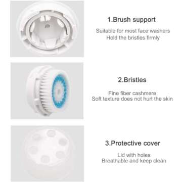 Compatible Replacement Facial Cleansing Brush, Skin Brightening, Deep Pore Face Brush Head Replaceme...