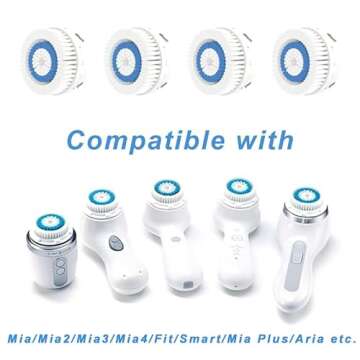 Compatible Replacement Facial Cleansing Brush, Skin Brightening, Deep Pore Face Brush Head Replacement as Facial Cleaning Tool for Clogged and Enlarged Pores(4-Pack)