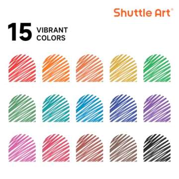 Shuttle Art Ultra Fine Dry Erase Markers, 15 Colors Whiteboard Markers with Erase, Dry Erase Markers Perfect For Writing on Whiteboards, Dry-Erase Boards,Mirrors for School Office Home