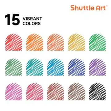Shuttle Art Ultra Fine Dry Erase Markers, 15 Colors Whiteboard Markers with Erase, Dry Erase Markers Perfect For Writing on Whiteboards, Dry-Erase Boards,Mirrors for School Office Home