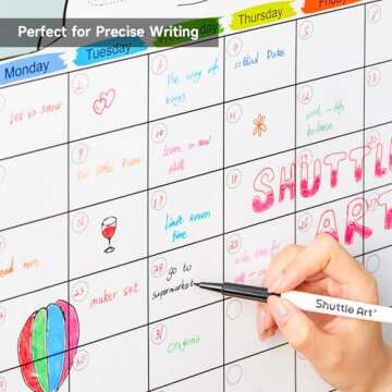 Shuttle Art Ultra Fine Dry Erase Markers, 15 Colors Whiteboard Markers with Erase, Dry Erase Markers Perfect For Writing on Whiteboards, Dry-Erase Boards,Mirrors for School Office Home