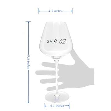 AtMU Handblown 24 fl. OZ Extra Large Wine Glasses Set of 2, Burgundy Style, Delicate Fine Crystal, L...