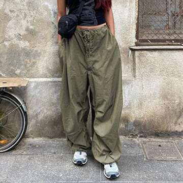 Women Low Waist Cargo Pants Wide Leg Baggy Trousers Casual Pockets Vibe Pants Y2k Streetwear