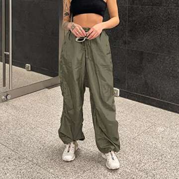 Women Low Waist Cargo Pants Wide Leg Baggy Trousers Casual Pockets Vibe Pants Y2k Streetwear