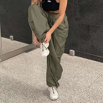 Women Low Waist Cargo Pants Wide Leg Baggy Trousers Casual Pockets Vibe Pants Y2k Streetwear