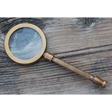 Antique Brass Magnifying Glass - 5x Magnification