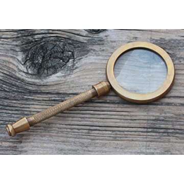 Antique Brass Magnifying Glass - 5x Magnification