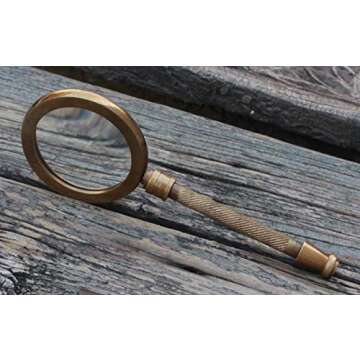 Antique Brass Magnifying Glass - 5x Magnification