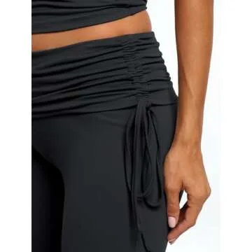 Trendy Queen 2 Piece Sets for Women Workout Two Piece Lounge Sets Outfits Matching Pajamas Joggers Casual Trendy Tracksuits Travel Tops Flare Pants Summer Clothes, Small, Black