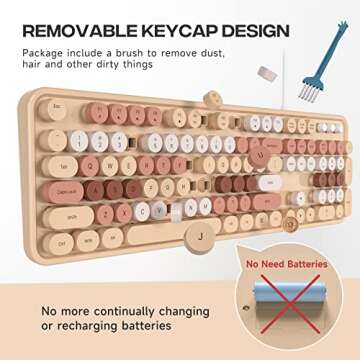 Dilter Wired Keyboard - Retro Typewriter Style with LED Indicators for Windows and PC
