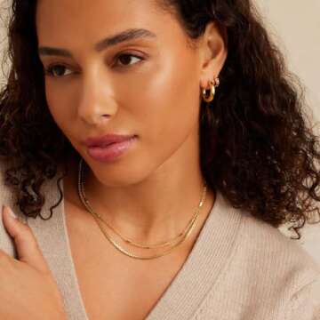 8YEARS Chunky Gold Hoop Earring for Women, 18K Gold Plated Lightweight Thick Gold Hoops Earrings, Hy...