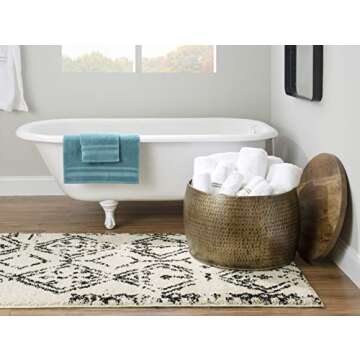 Stylish Powell Hammered Gold Drum Table with Mango Wood Top