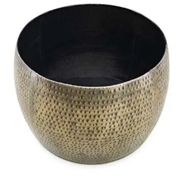 Powell Hammered Gold Drum Table with Storage Top