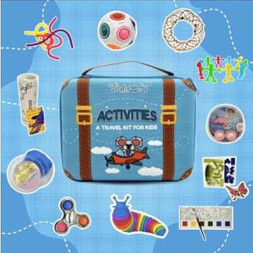TRADER Z'S-New Travel Activity Kit for Kids, Kids and Toddlers Travel Toys, Car Road Trip Essentials, Kids Airplane and Vacation Must Have, Kids Camping Essentials, Kids Travel Games, Sensory Toys.
