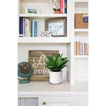 Artificial Agave Succulent Plants Faux Snake Plant Fake Succulent Agave Plant Potted in White Pot Succulent Aloe Plant for Desk Modern Office Living Room Table Shelf Home Indoor Outdoor Decor