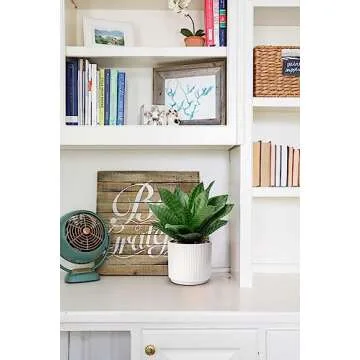 Artificial Agave Succulent Plants Faux Snake Plant Fake Succulent Agave Plant Potted in White Pot Succulent Aloe Plant for Desk Modern Office Living Room Table Shelf Home Indoor Outdoor Decor