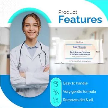 Safe n' Simple Adhesive Remover Wipes - 50 Large No-Sting Skin Prep Wipes Medical Skin Adhesive Remover - Adhesive Removing Wipes for Skin - Non-Alcohol
