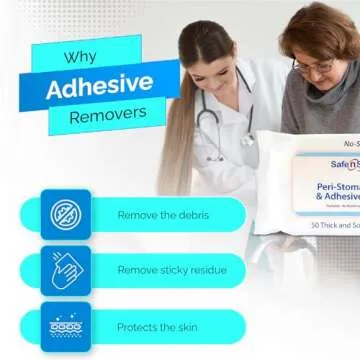 Safe n' Simple Adhesive Remover Wipes - 50 Large No-Sting Skin Prep Wipes Medical Skin Adhesive Remover - Adhesive Removing Wipes for Skin - Non-Alcohol