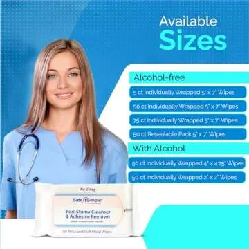 Safe n' Simple Adhesive Remover Wipes - 50 Large No-Sting Skin Prep Wipes Medical Skin Adhesive Remover - Adhesive Removing Wipes for Skin - Non-Alcohol
