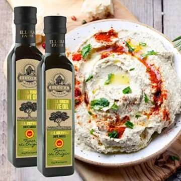 Ellora Farms, Greek Extra Virgin Olive Oil, Gold Award Winner, Single Estate traceable olive oil, 33.8 oz. Tin and 8.45 oz. Glass bottle, Combo Pack