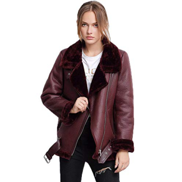 LY VAREY LIN Women's Faux Shearling Moto Jacket - Warm & Stylish