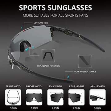 OULAIQI Cycling Sunglasses for Cycling Men Women Baseball Glasses 1 Lens