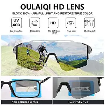 OULAIQI Cycling Sunglasses for Cycling Men Women Baseball Glasses 1 Lens