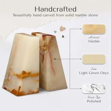 Modern Wedge Marble Bookends (Light Green Onyx)