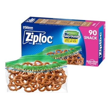 Ziploc Snack Bags with EasyGuide Texture 90 Count