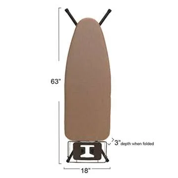 Household Essentials Mega Wide Top Ironing Board, 4-Legs, Steel Top Ironing Board with Fixed Iron Rest, FiberTech Cover and Fiber Pad, Scorch and Stain Resistant, Antique Bronze Frame