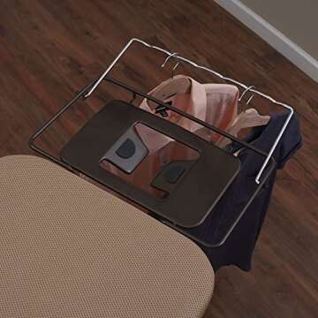 Household Essentials Mega Wide Top Ironing Board, 4-Legs, Steel Top Ironing Board with Fixed Iron Rest, FiberTech Cover and Fiber Pad, Scorch and Stain Resistant, Antique Bronze Frame