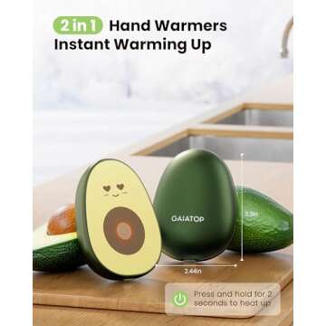 Gaiatop Hand Warmers Rechargeable 2 Pack, Magnetic 3 Settings Fast Heating Avocados Shape, Electric ...
