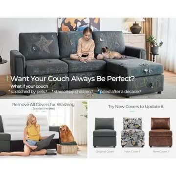 LINSY HOME Modular Sofa, Sectional Couch U Shaped Sofa Couch with Storage, Memory Foam, Modular Sectionals Sofa with Ottomans, 7 Seat Sofa with Chaise for Living Room, Dark Grey