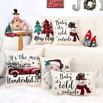 Christmas Pillow Covers Set of 4 - Festive Home Decor