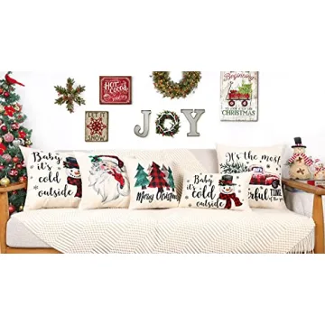 Christmas Pillow Covers Set of 4 - Festive Home Decor