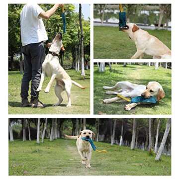 No Stuffs Squeaky Leather Dog Bite Tug Toy for Puppy to Play,Tugger to Tug of War,Biting Grip,Retrie...