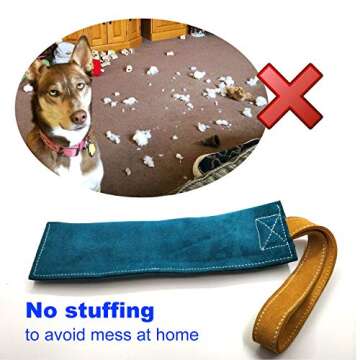 No Stuffs Squeaky Leather Dog Bite Tug Toy for Puppy to Play,Tugger to Tug of War,Biting Grip,Retrieve Training for K9,Durable Chew Pull Toys for Small & Medium Aggressive Chewers
