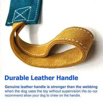 No Stuffs Squeaky Leather Dog Bite Tug Toy for Puppy to Play,Tugger to Tug of War,Biting Grip,Retrieve Training for K9,Durable Chew Pull Toys for Small & Medium Aggressive Chewers