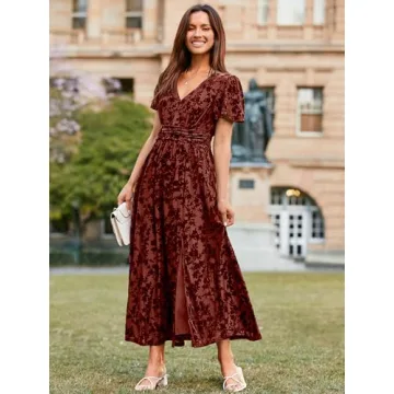 Simplee Women's Velvet Maxi Dress for Elegant Occasions