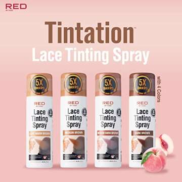 RED By Kiss Lace Tinting Spray, Quick Dry & Skin Tone Matching for Lace Wig, Transfer-proof, No Smudging, Long Lasting, Precision Control with Pointed Nozzle, Peach Scent