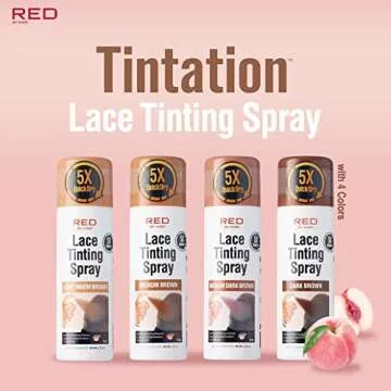 RED By Kiss Lace Tinting Spray, Quick Dry & Skin Tone Matching for Lace Wig, Transfer-proof, No Smudging, Long Lasting, Precision Control with Pointed Nozzle, Peach Scent