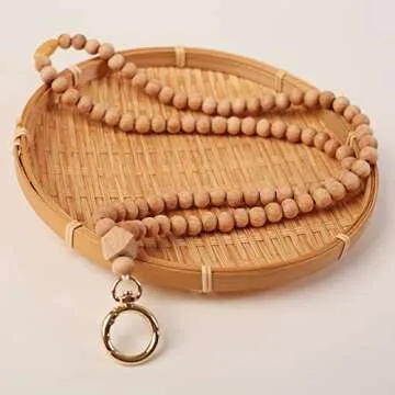 Teacher Breakaway Lanyards for Id Badges and Keys, Beaded Cute Badge Lanyards for Women Soft Nurse Necklace Boho Lanyards Fashion Wooden Bead Lanyard