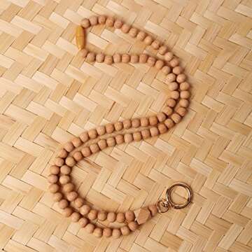 Teacher Breakaway Lanyards for Id Badges and Keys, Beaded Cute Badge Lanyards for Women Soft Nurse Necklace Boho Lanyards Fashion Wooden Bead Lanyard